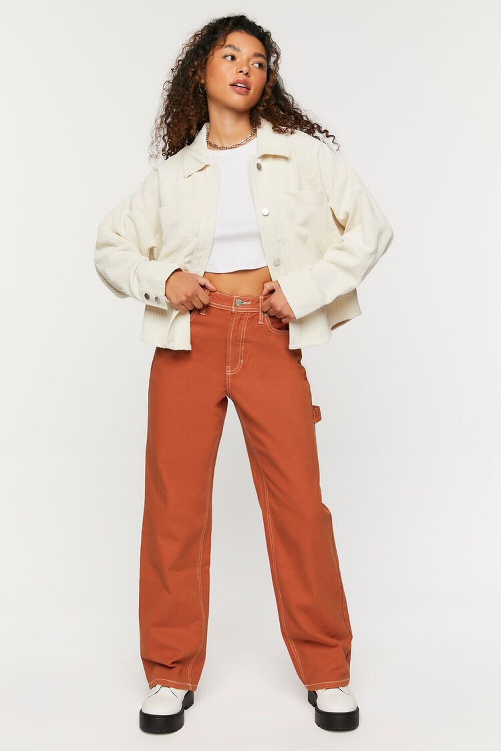 

Джинсы Carpenter Dad с высокой посадкой Forever 21, оранжевый