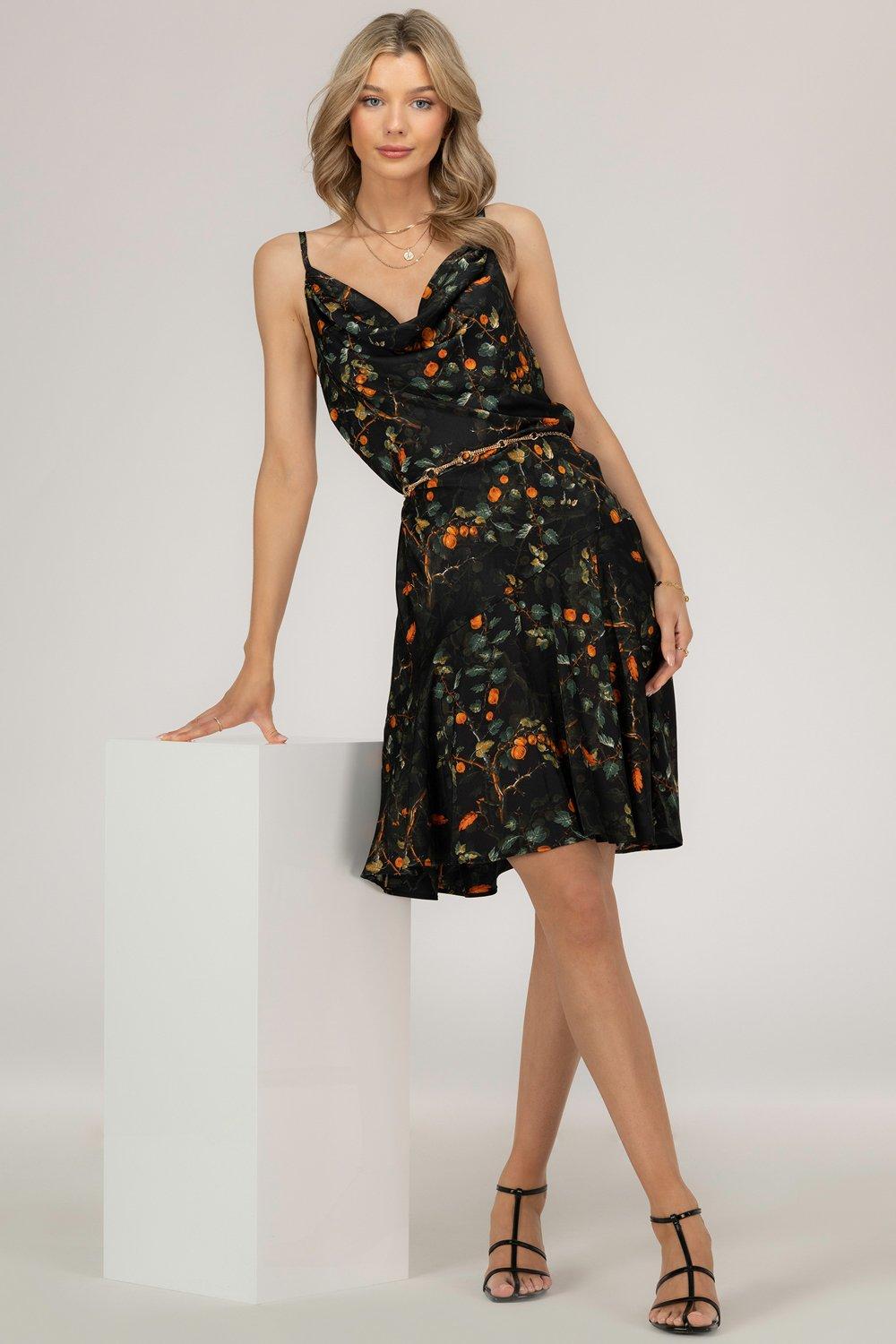 Атласное платье-комбинация Wilma с воротником-хомутом Jolie Moi, черный