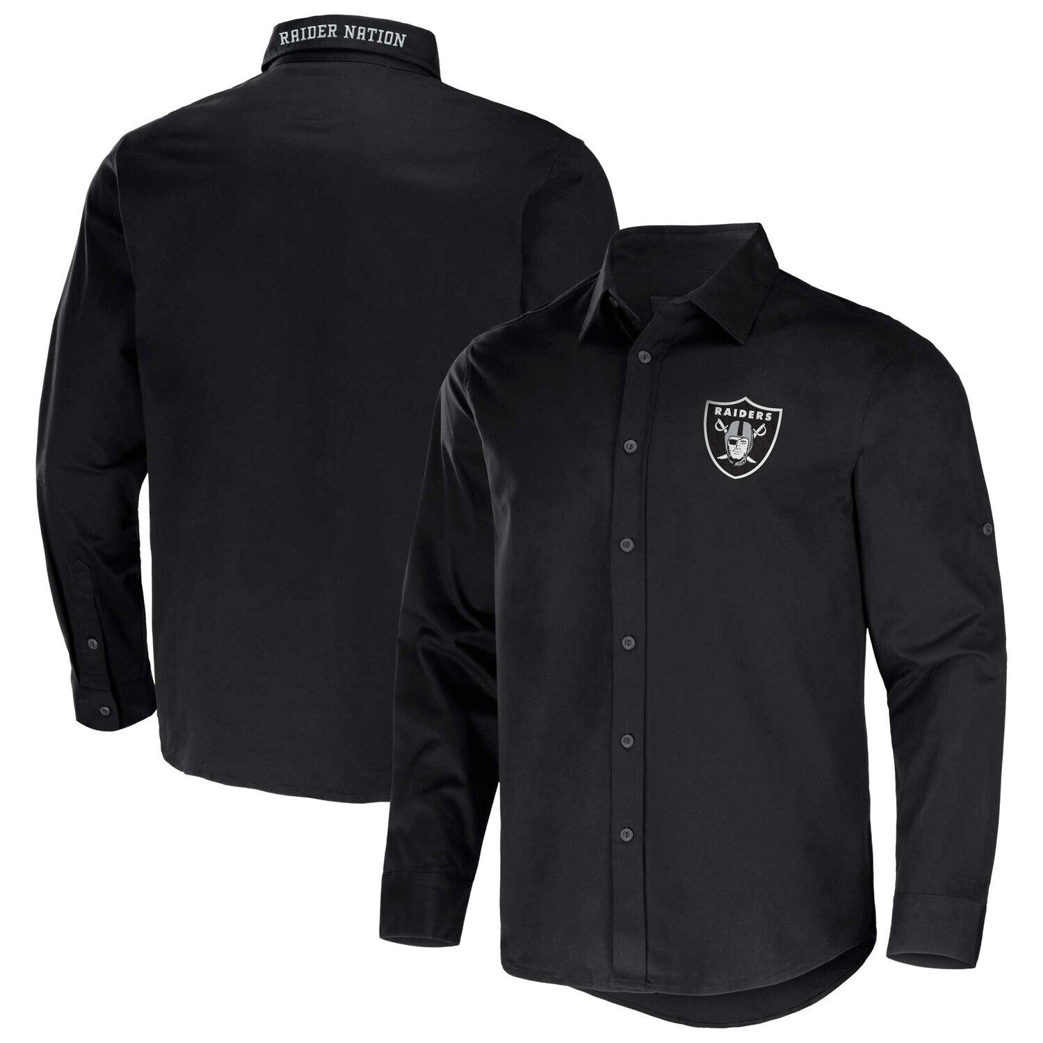 

Мужская коллекция NFL x Darius Rucker от Fanatics черная саржевая рубашка-трансформер на пуговицах с длинными рукавами Las Vegas Raiders