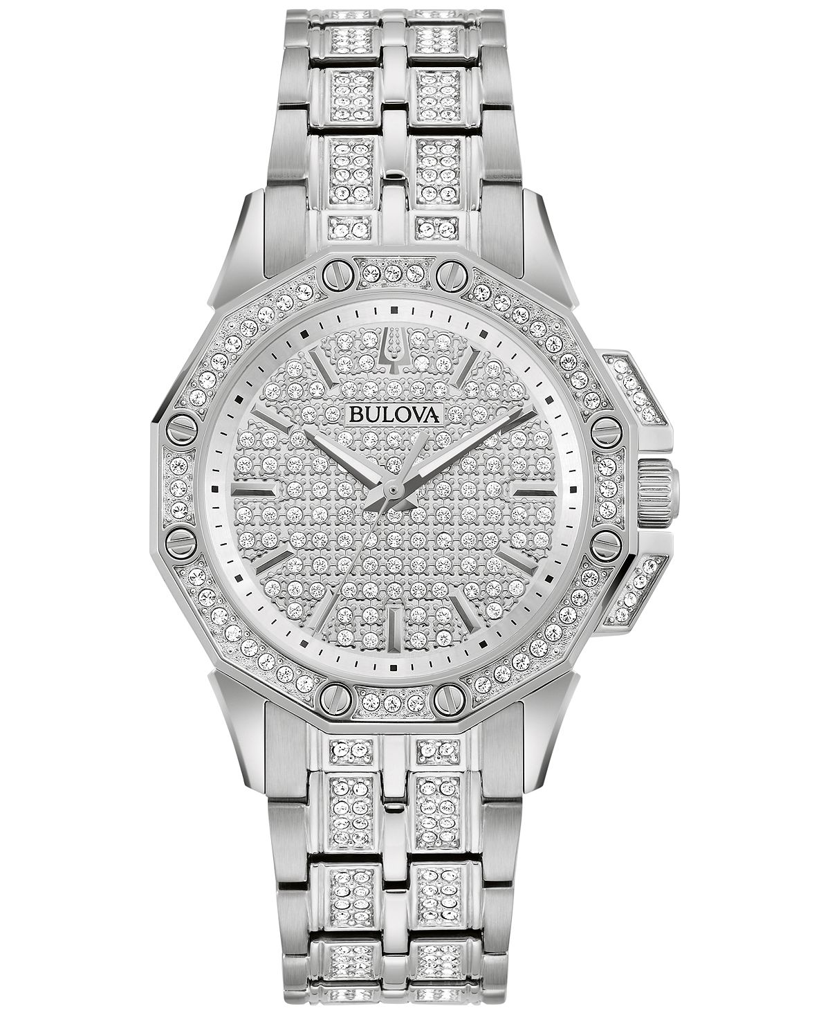 Женские часы-браслет Octava с кристаллами из нержавеющей стали, 34 мм Bulova