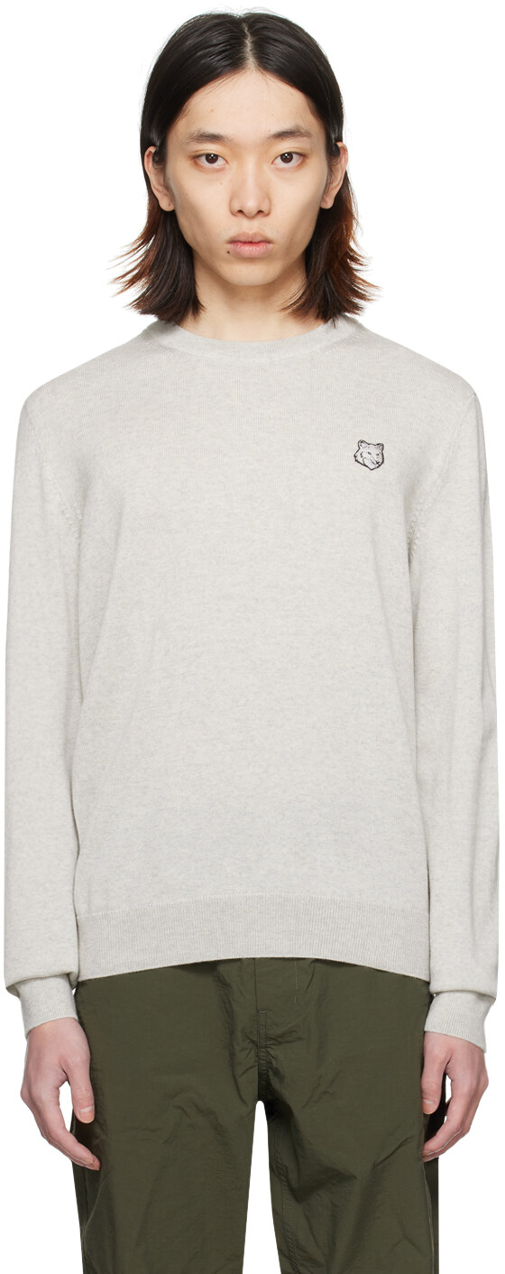 

Серый свитер с головой лисы Maison Kitsune, цвет Light grey