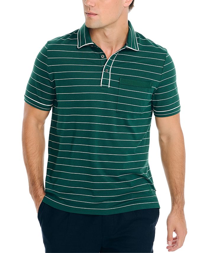 Мужская рубашка-поло в полоску с короткими рукавами классического кроя Nautica, зеленый