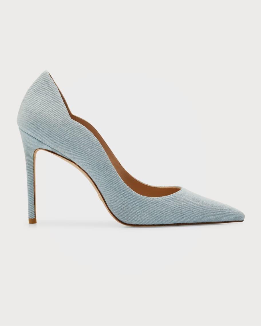 

Туфли-лодочки Stuart из денима с фестонами Stuart Weitzman