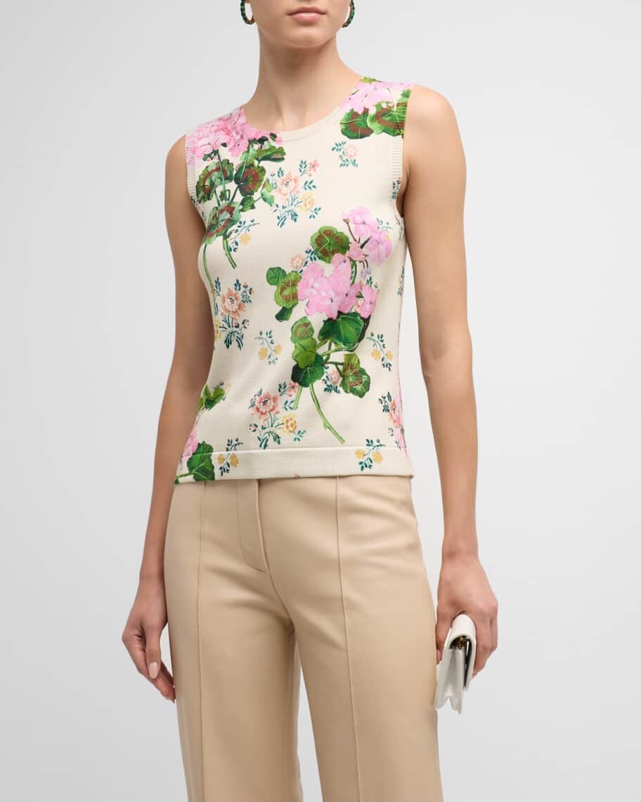 

Трикотажная майка с принтом Geranium Oscar de la Renta