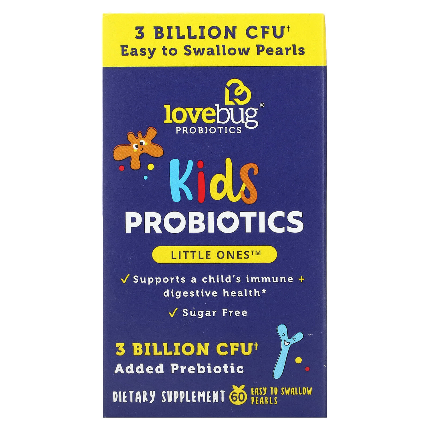 

Little Ones, пробиотики для детей, 3 млрд КОЕ, 60 шариков, которые легко глотать, LoveBug Probiotics