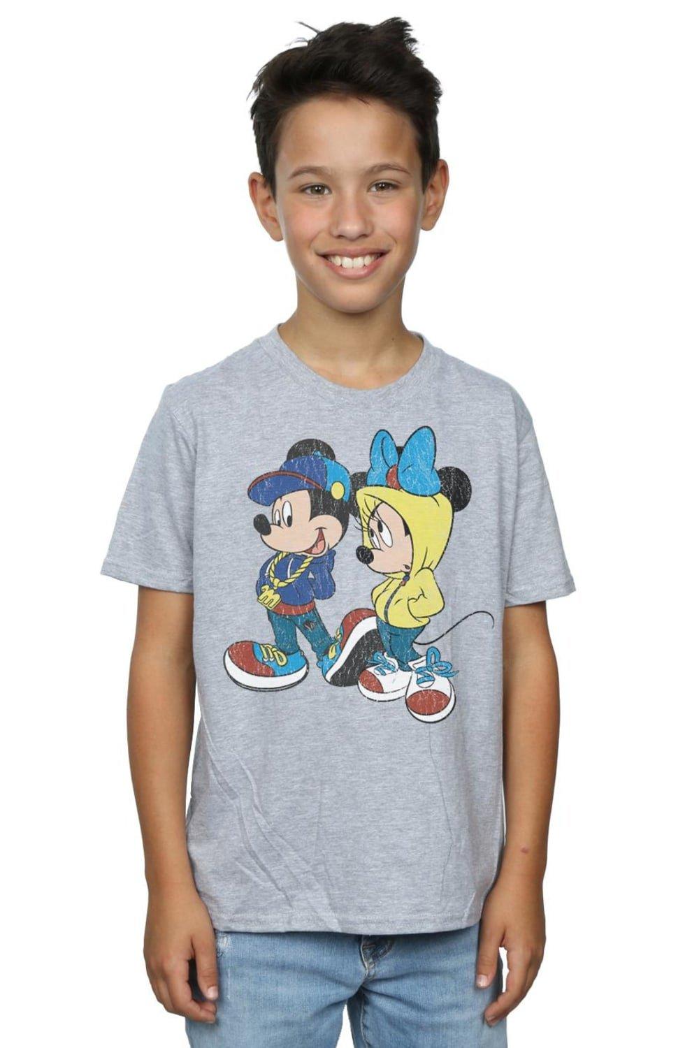 цена Футболка с изображением Микки и Минни Маус Disney, серый