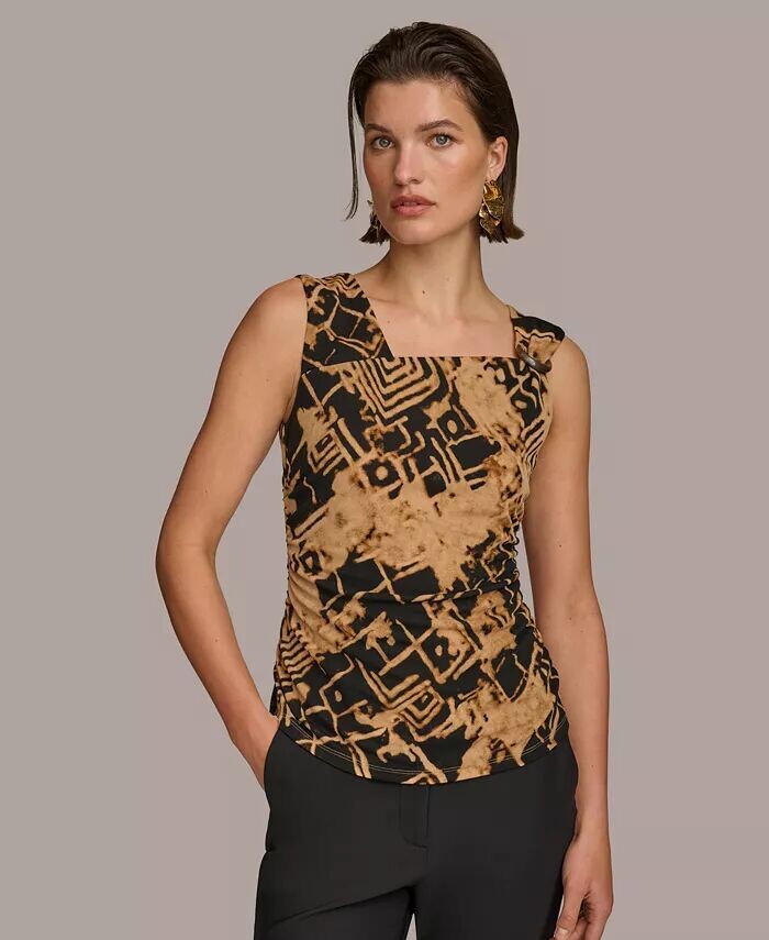 

Женский асимметричный топ Donna Karan с черепаховой фурнитурой Donna Karan New York, черный