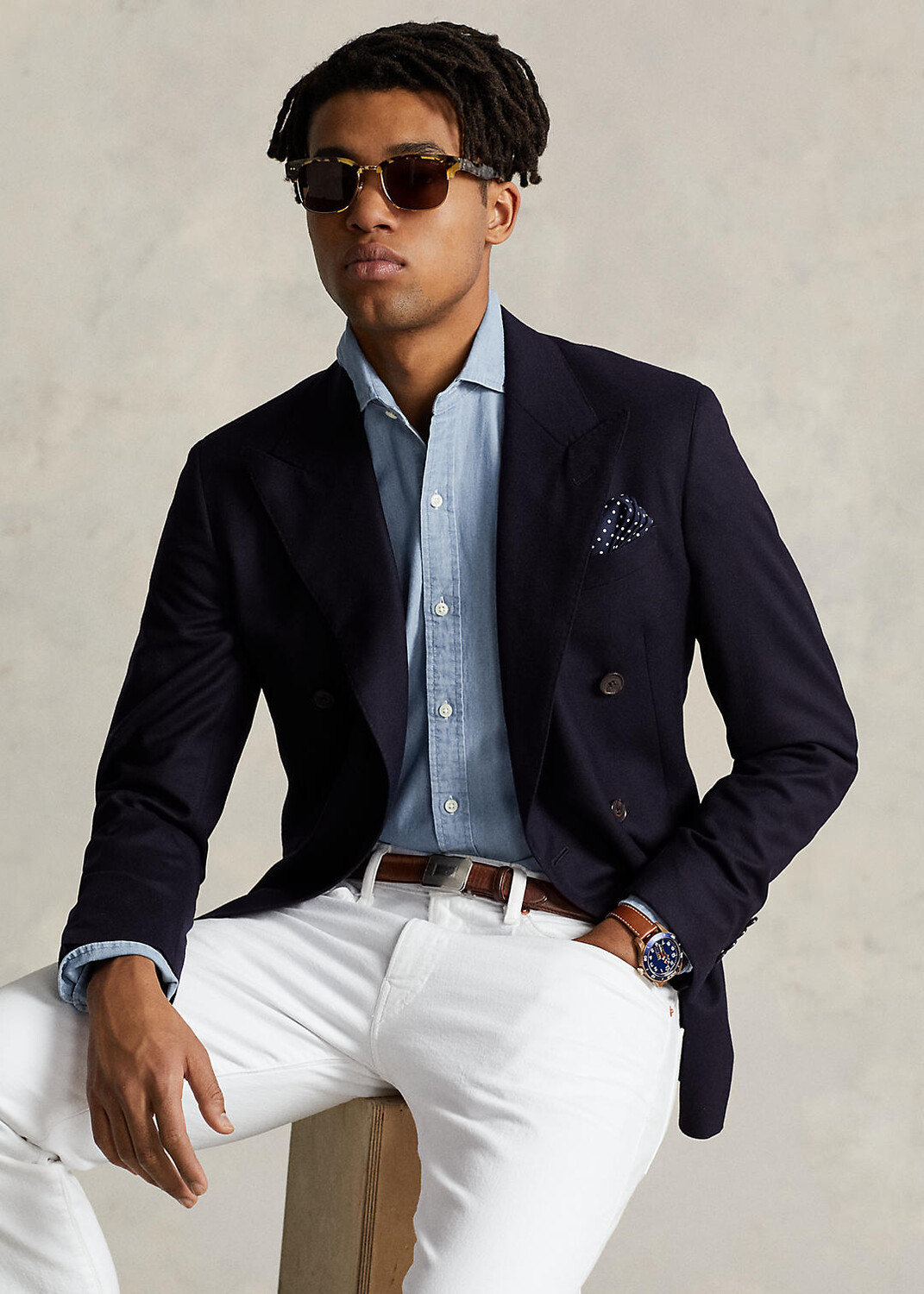 

Рубашка Slim Fit цвета индиго из шамбре