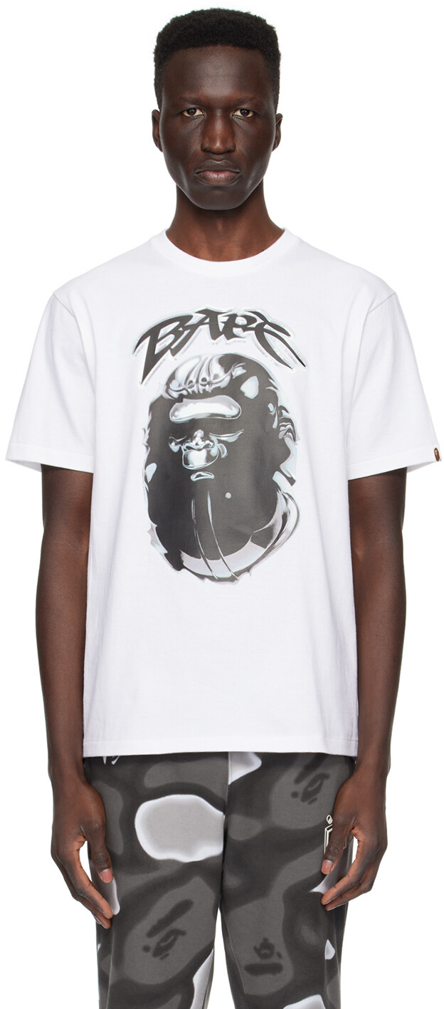 

Футболка с граффити «Белая голова обезьяны» Bape