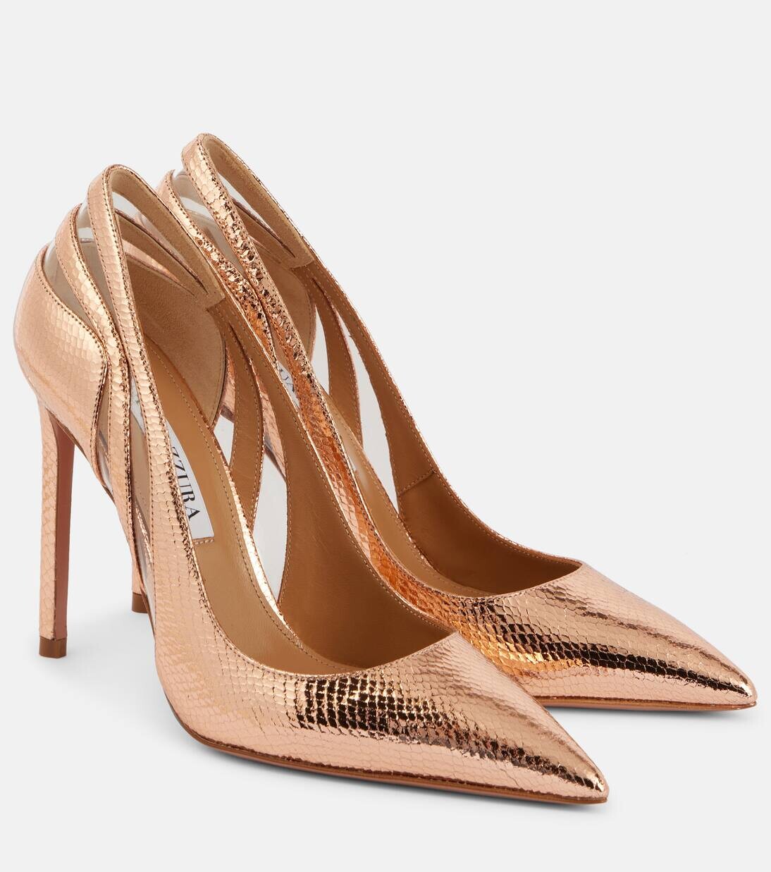 

Туфли-лодочки Talk To Me 105 из металлизированной кожи Aquazzura, золотой