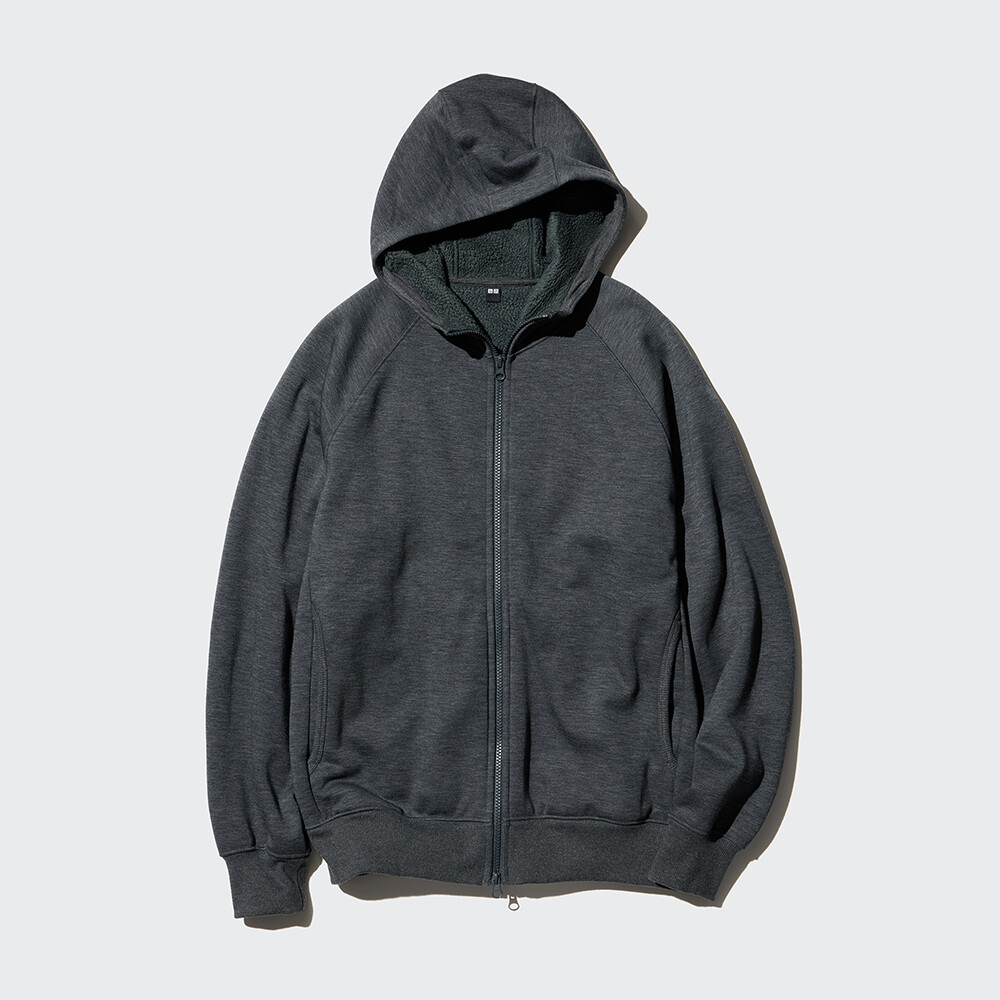 

Uniqlo мужская и женская спортивная куртка HEATTECH с капюшоном из искусственного шерпа на молнии