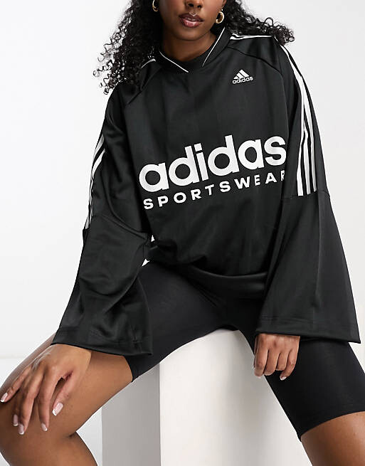 

Черный топ с длинными рукавами adidas Sportswear House Of Tiro