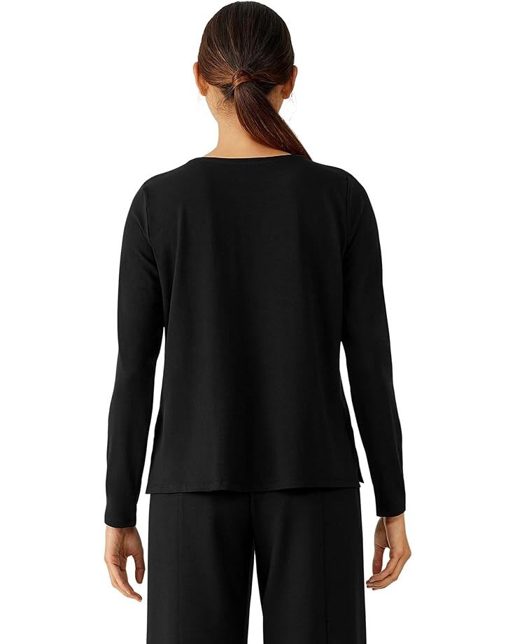 

Топ Eileen Fisher Crew Neck Top, черный