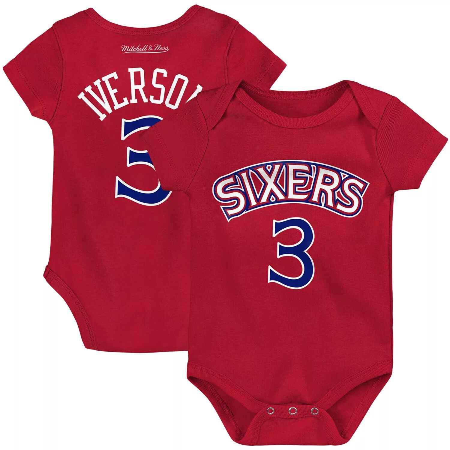 

Боди Infant Mitchell & Ness Allen Iverson Red Philadelphia 76ers из твердой древесины, классическое боди с именем и номером Unbranded