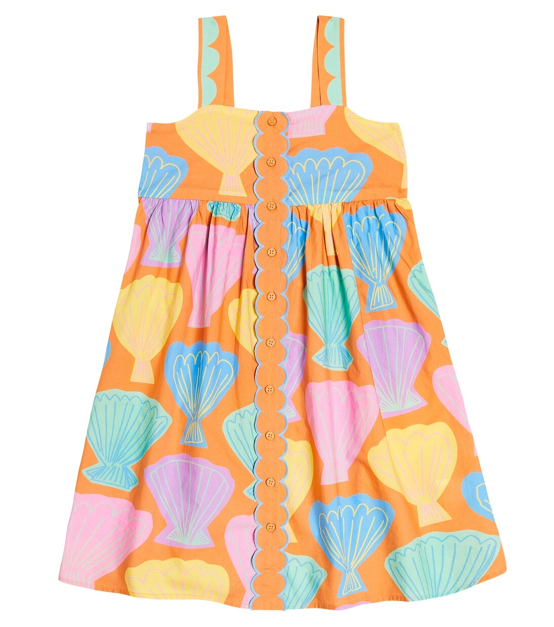 

Хлопковое платье с фестонами Stella Mccartney Kids, апельсин, Оранжевый