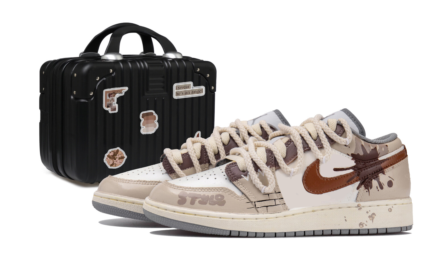 

Кроссовки Air Jordan 1 Vintage Basketball Shoes Women's Low-top White/Brown, белый/красный