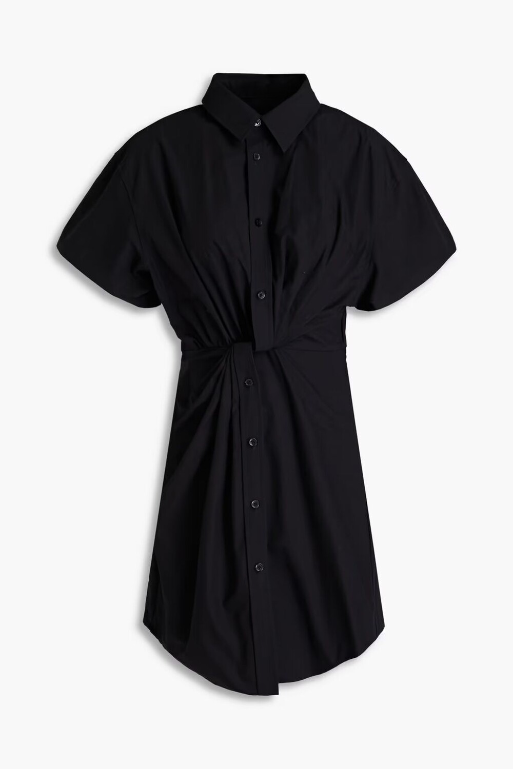 

Платье-рубашка мини из хлопкового поплина с закрученным передом Alexanderwang.T, черный
