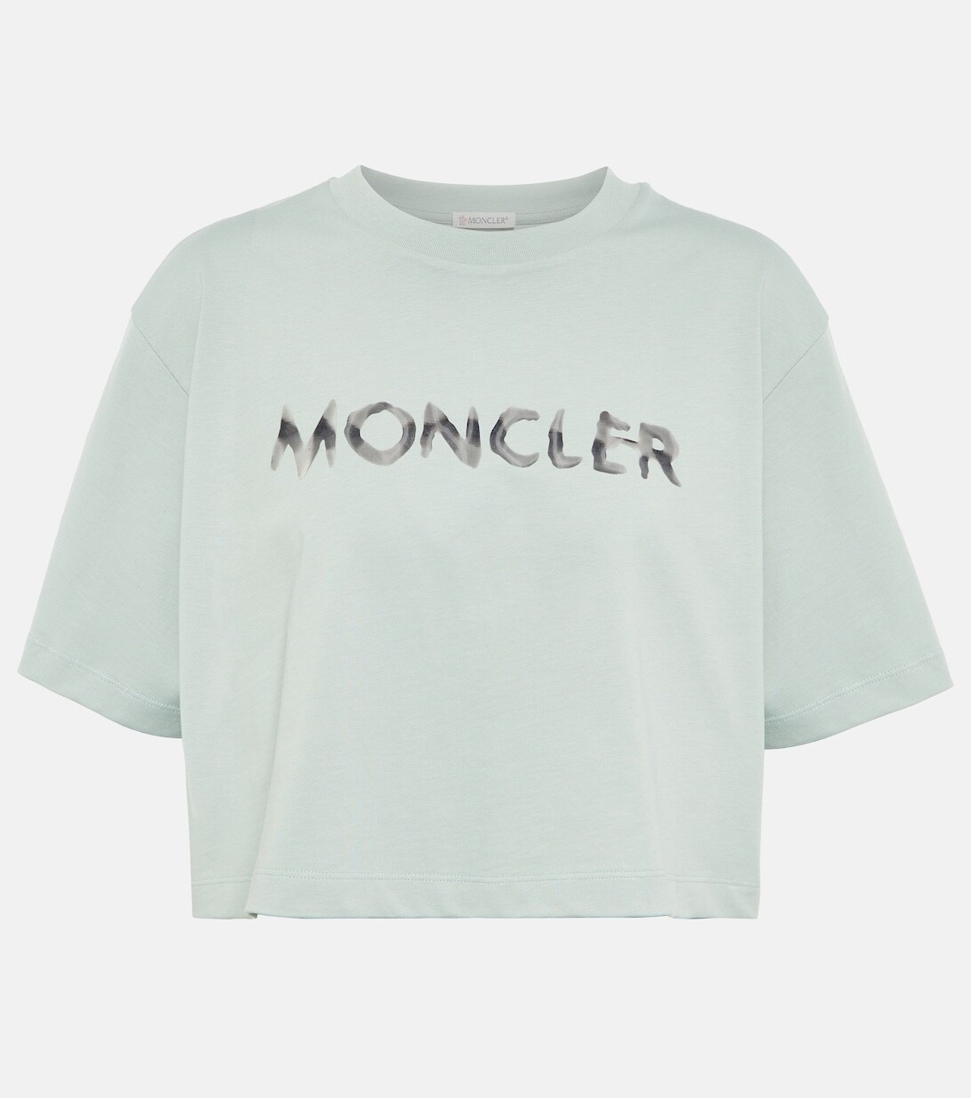 

Укороченная хлопковая футболка с логотипом MONCLER, синий
