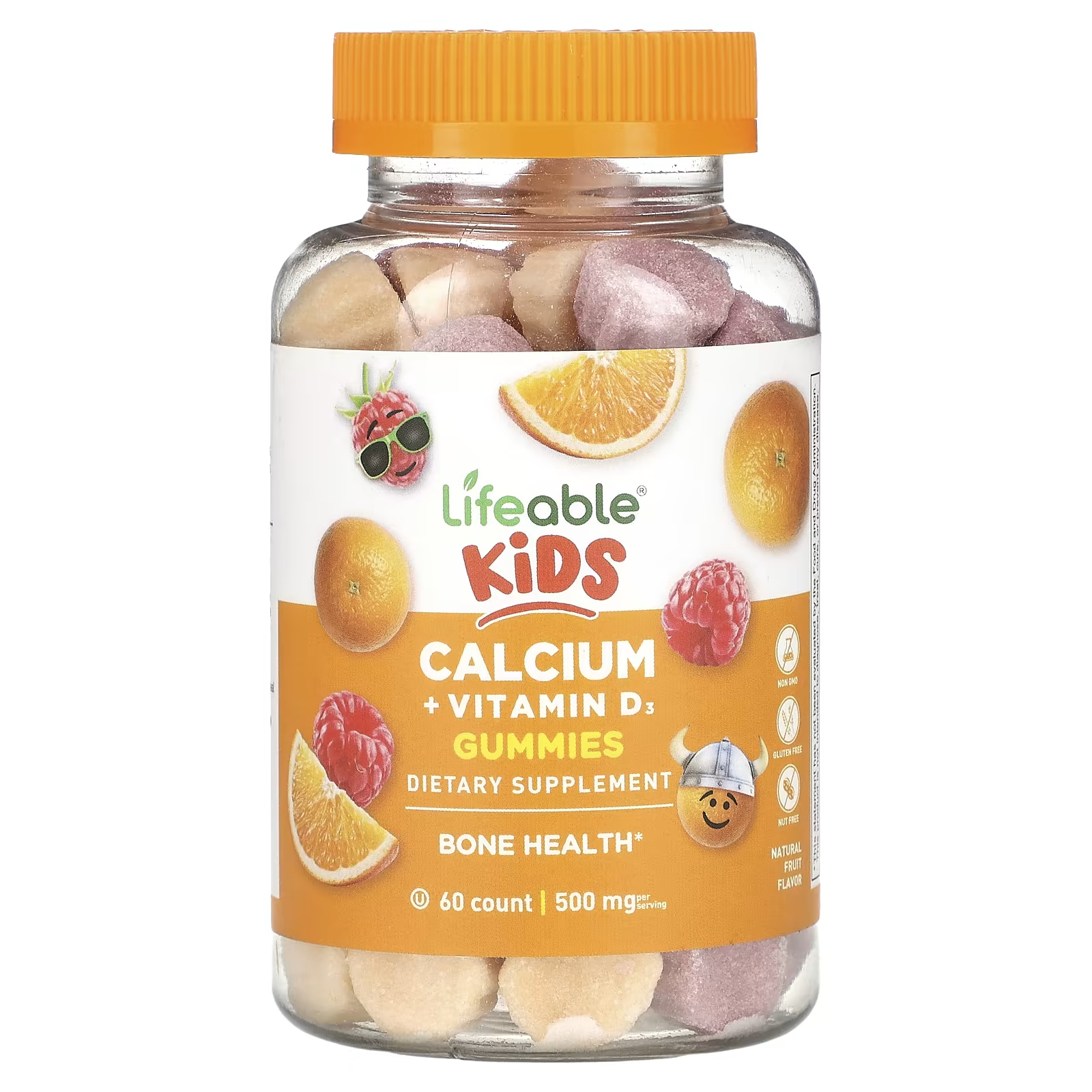 Пищевая добавка Lifeable Kids с кальцием и витамином D3, натуральные фрукты, 60 жевательных конфет пищевая добавка lifeable с кальцием и витамином d3 натуральные фрукты 60 жевательных конфет