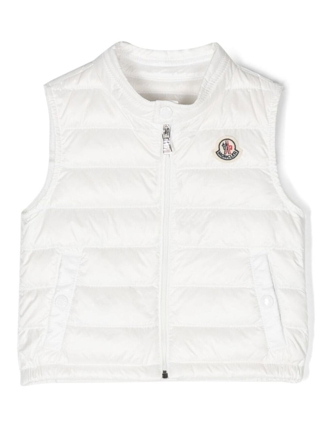 

Дутый жилет с нашивкой-логотипом Moncler Enfant, белый