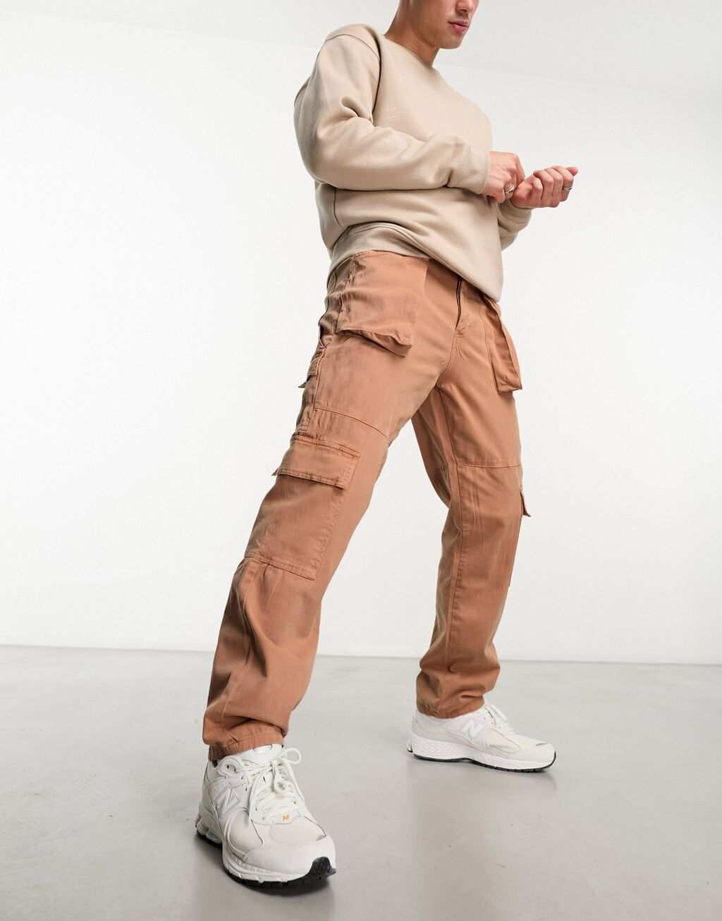 

Коричневые брюки карго прямого кроя ASOS DESIGN, Коричневый