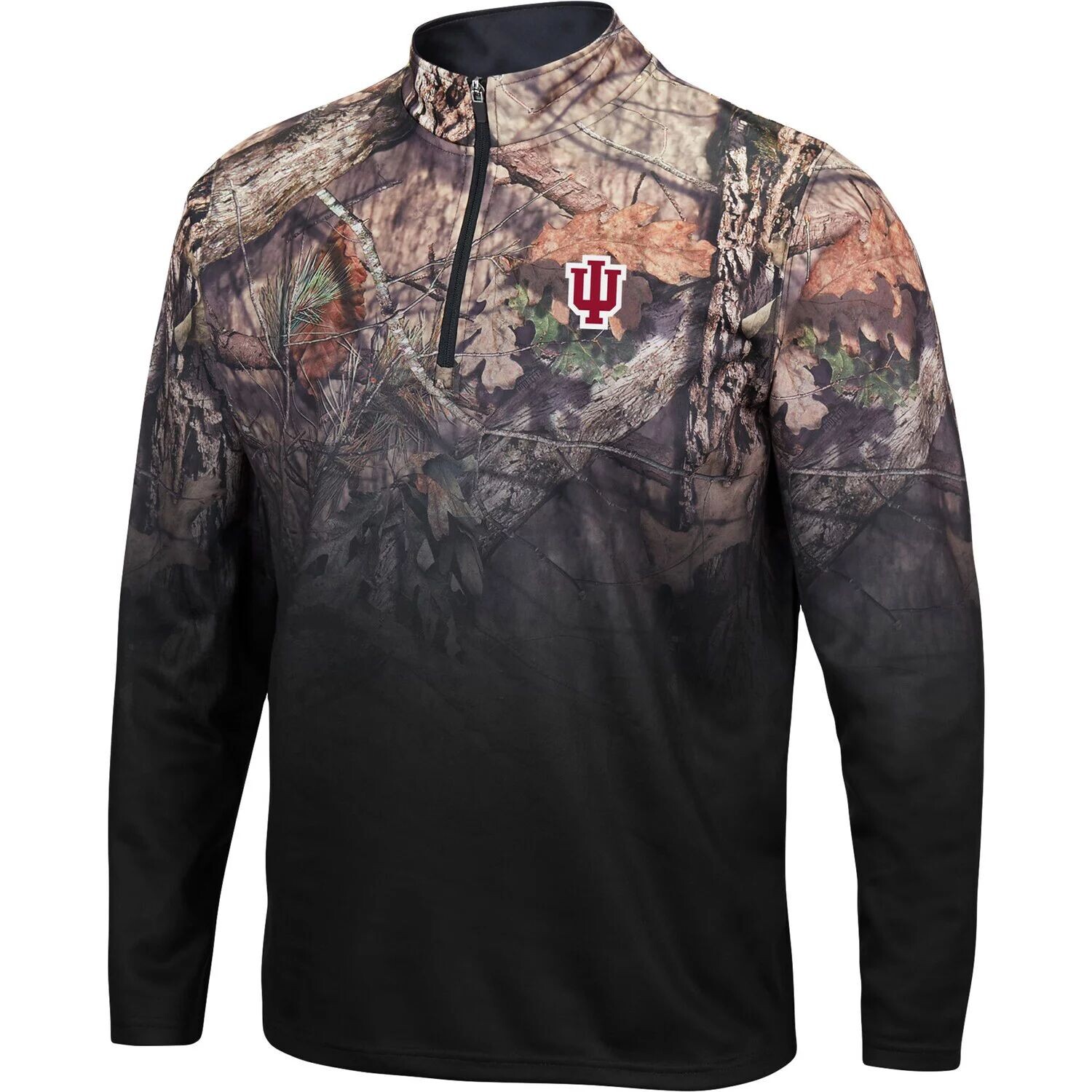 

Мужская черная куртка Indiana Hoosiers Mossy Oak Fleet II с молнией четверть Colosseum