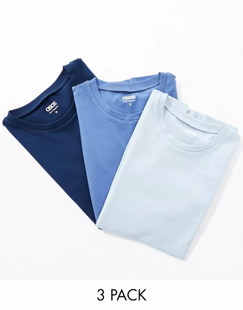 Комплект из трех футболок с круглым вырезом ASOS разных цветов комплект из трех футболок с круглым вырезом 3 года 94 см синий