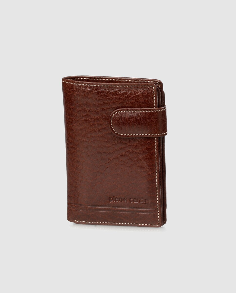 цена Коричневый кожаный кошелек с четырьмя отделениями Pierre Cardin, коричневый