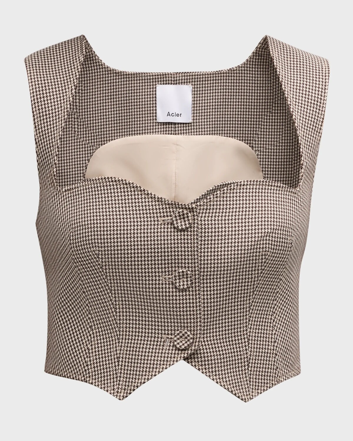 

Укороченный жилет Barcroft с узором "гусиные лапки" Acler, цвет Oak Houndstooth