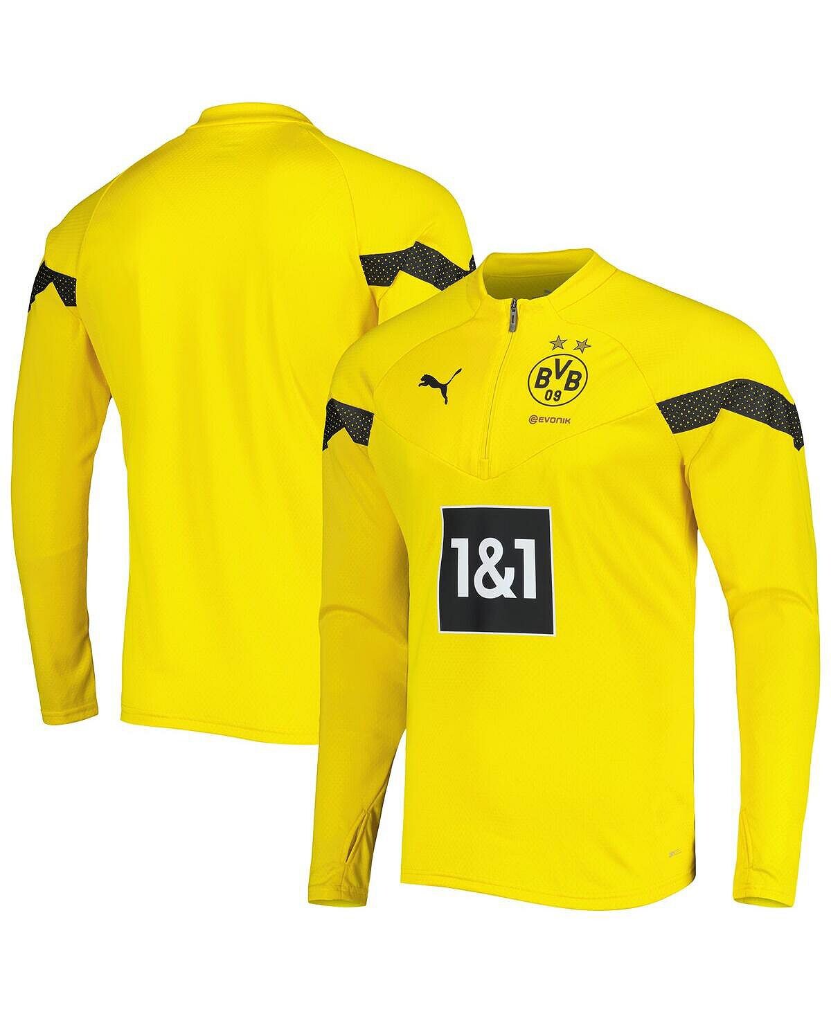 

Мужская желтая тренировочная футболка Borussia Dortmund реглан DryCELL с молнией на четверть Puma