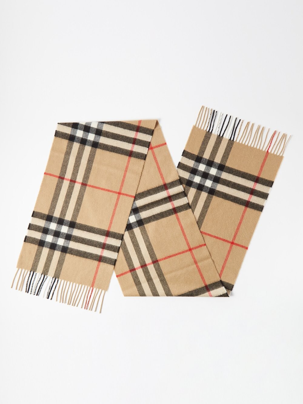 

Кашемировый шарф в крупную клетку с бахромой Burberry, бежевый