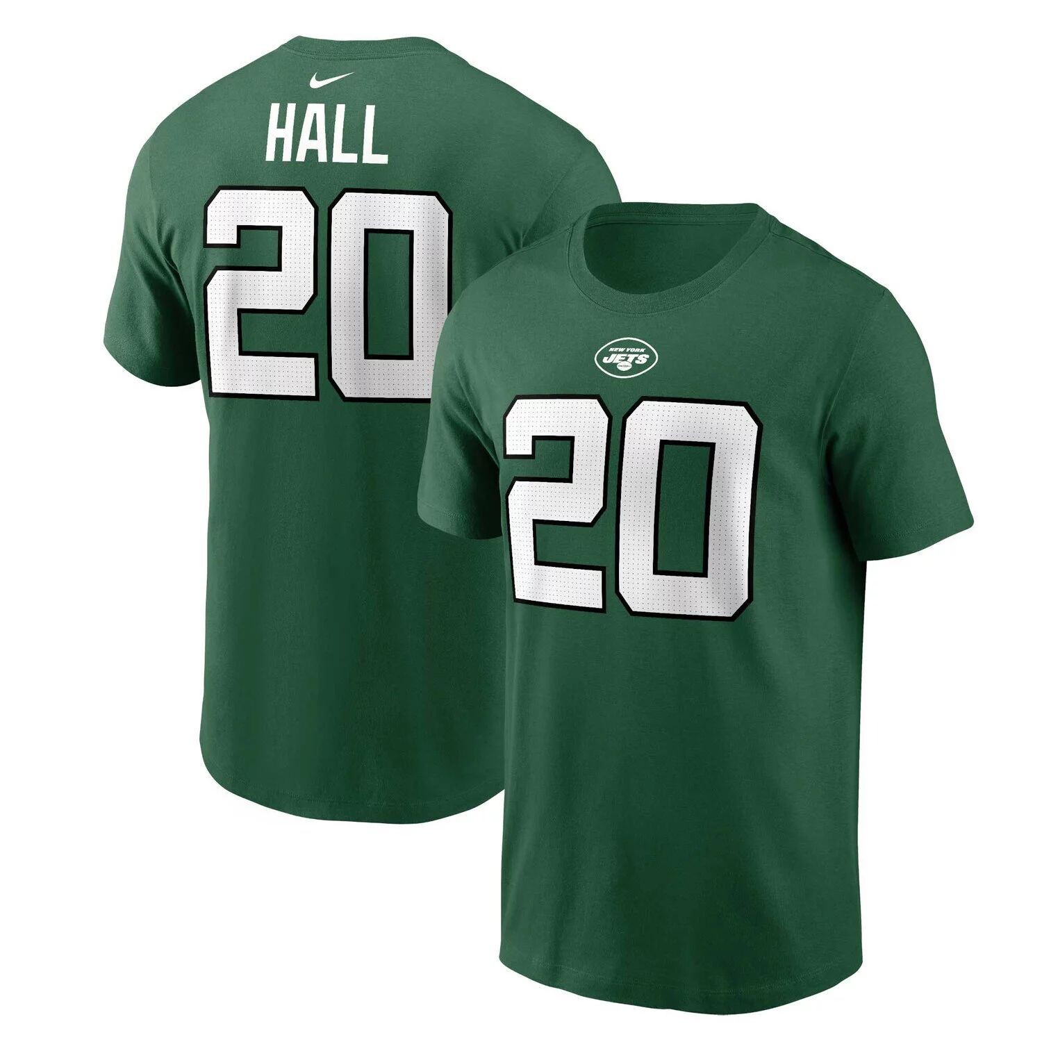 

Мужская зеленая футболка Breece Hall New York Jets с именем и номером игрока Nike, Зеленый