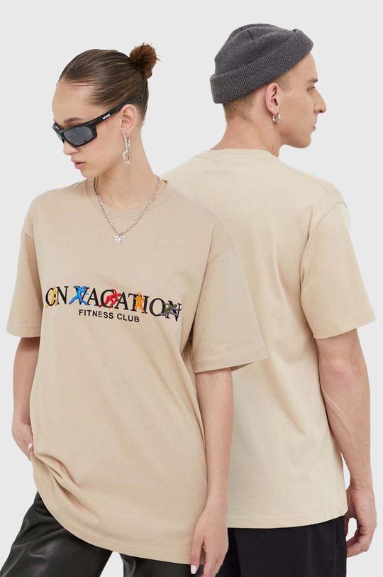 Хлопковая футболка On Vacation, бежевый хлопковая бейсболка on vacation черный