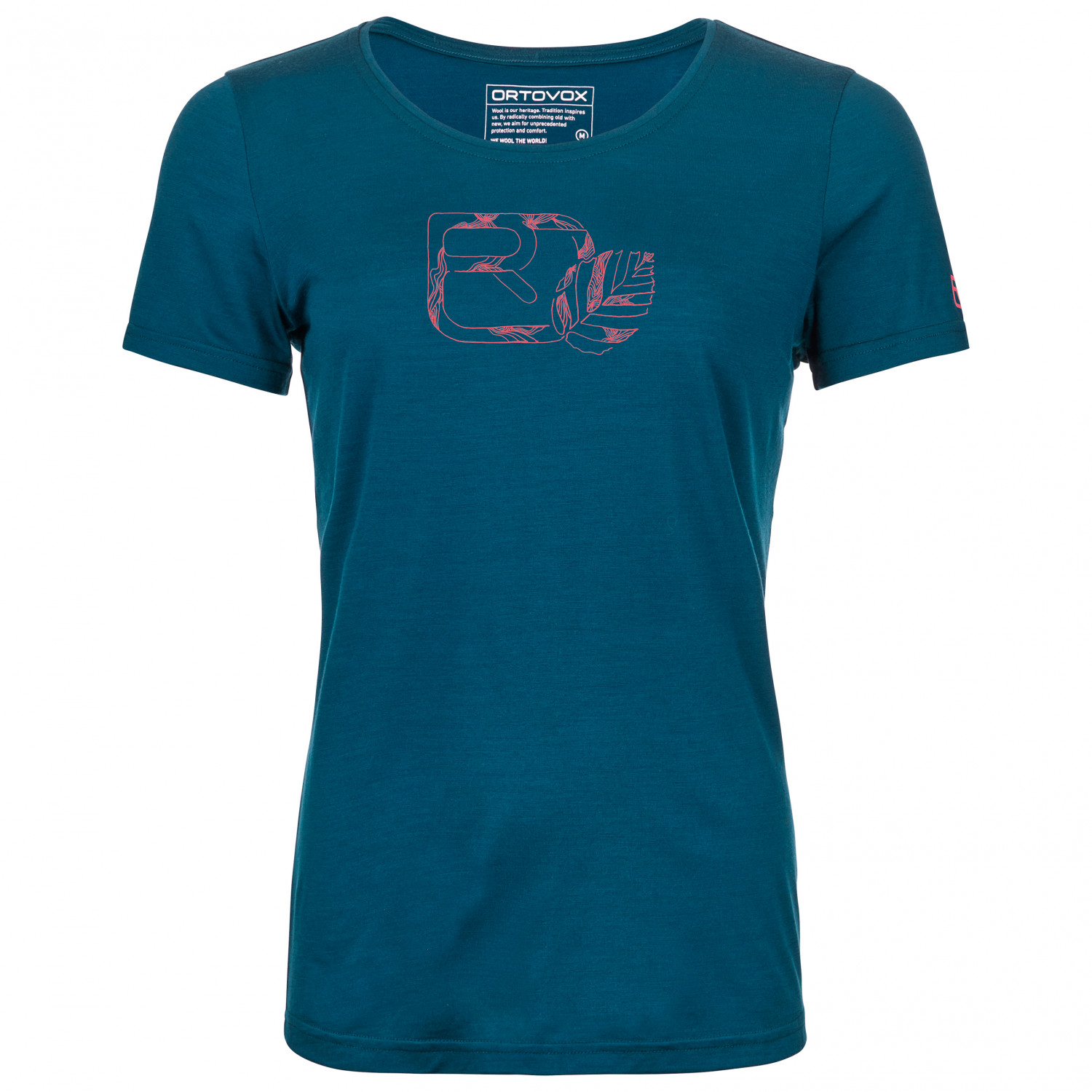 Рубашка из мериноса Ortovox Women's 120 Cool Tec Leaf Logo T Shirt, цвет Petrol Blue