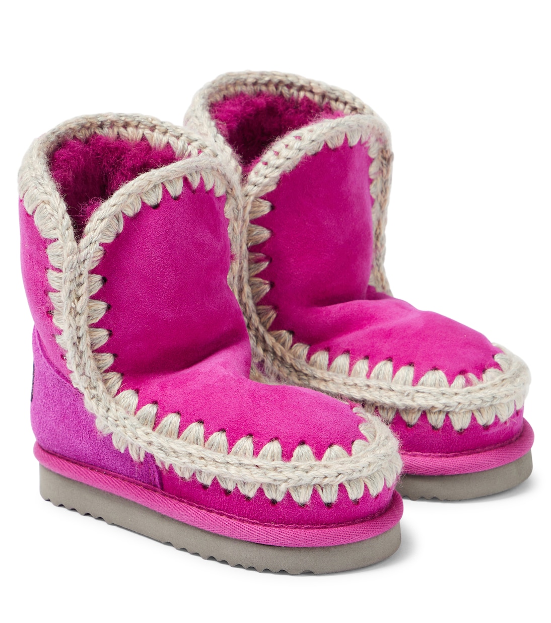 цена Замшевые ботинки на овчине Mou Kids, розовый