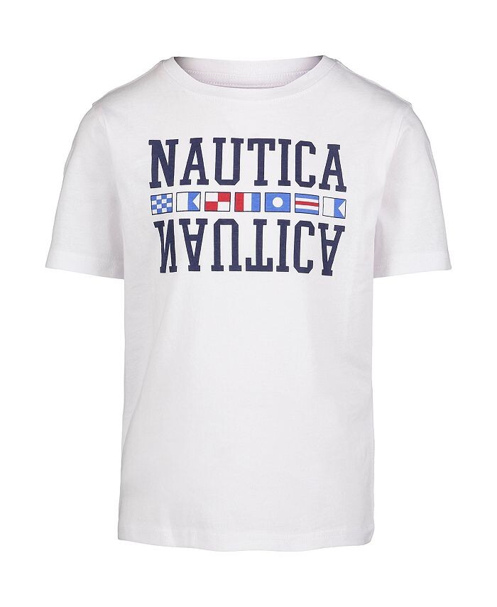 

Футболка с короткими рукавами и рисунком флага для новорожденных Nautica, белый
