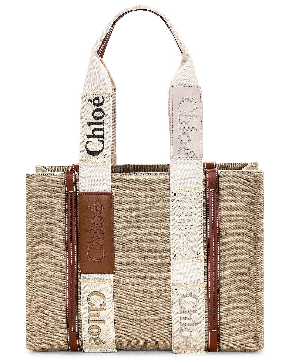 

Сумка через плечо Chloe Medium Woody Tote, цвет Brown & Beige