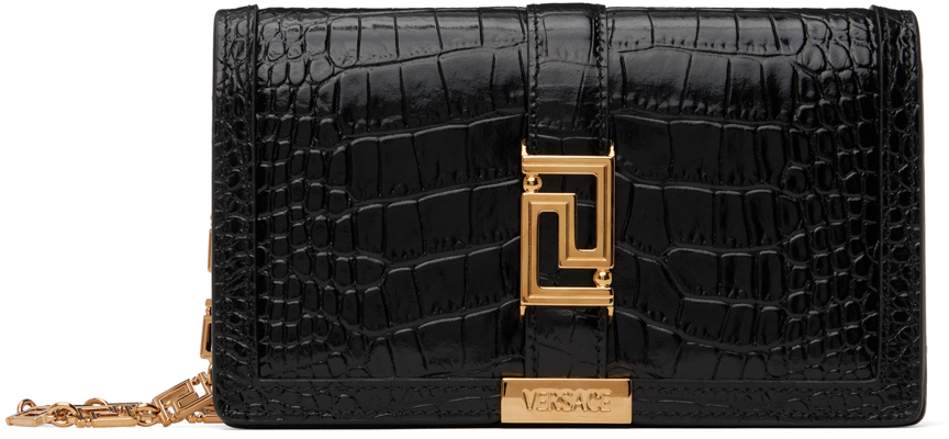 Черная мини-сумка Greca Goddess Versace, цвет Black/Gold