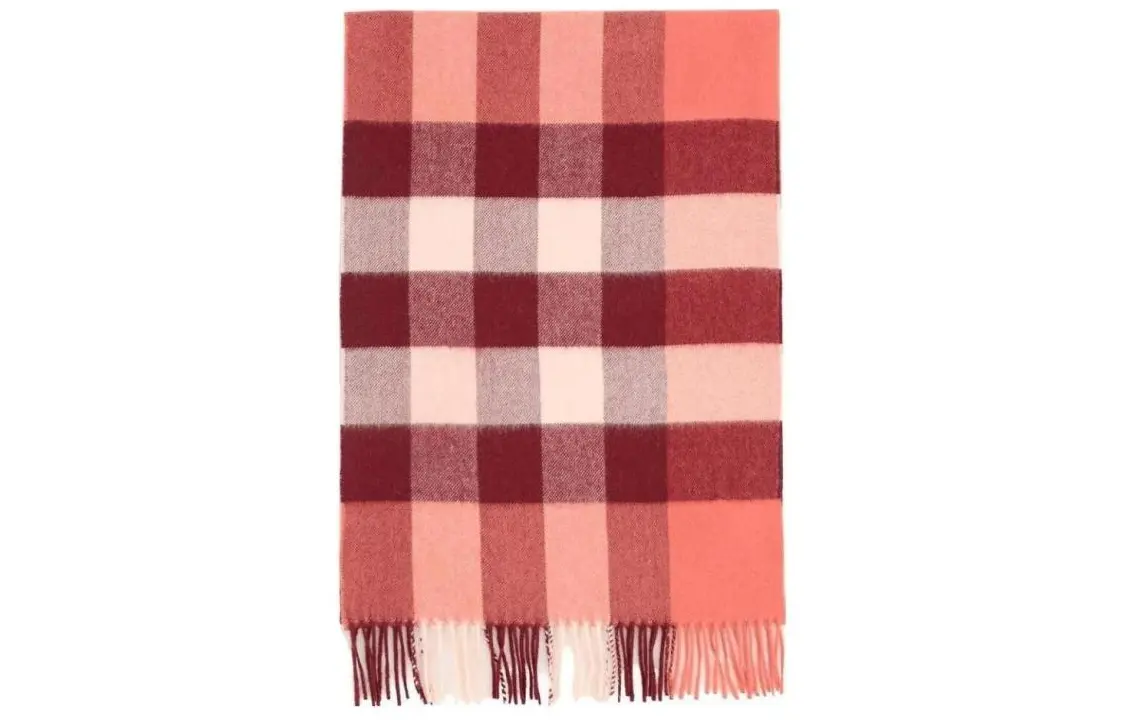 

Шарф вязаный Burberry в клетку, розов-красный