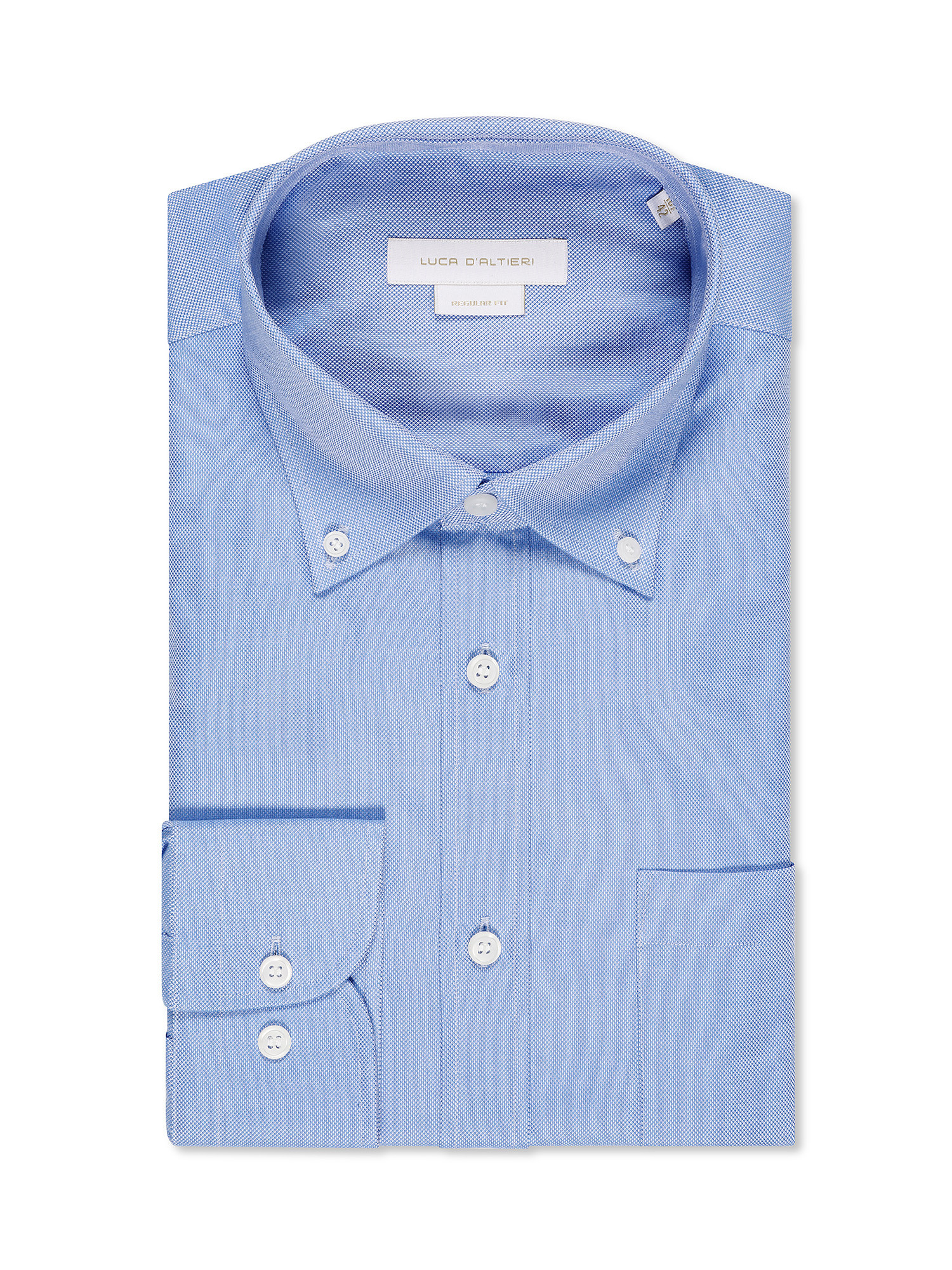 Рубашка стандартного кроя из чистого хлопка. Luca D'Altieri, голубой рубашка однотонная с длинными рукавами и костюмным воротником