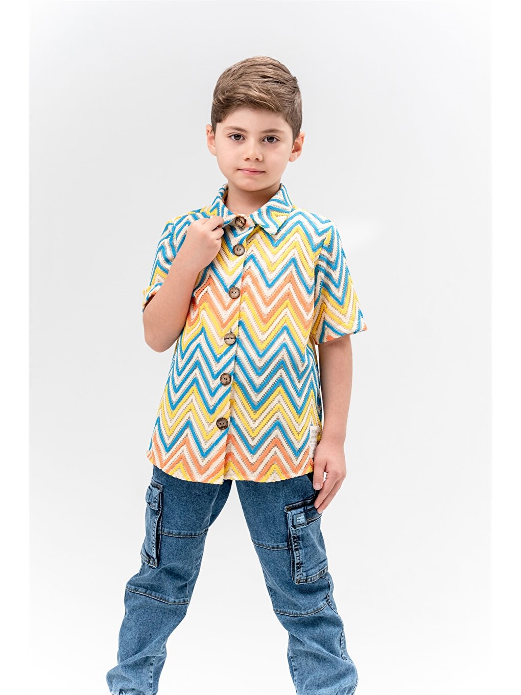 Рубашка для мальчика с короткими рукавами и рисунком Moi Noi, смешанный