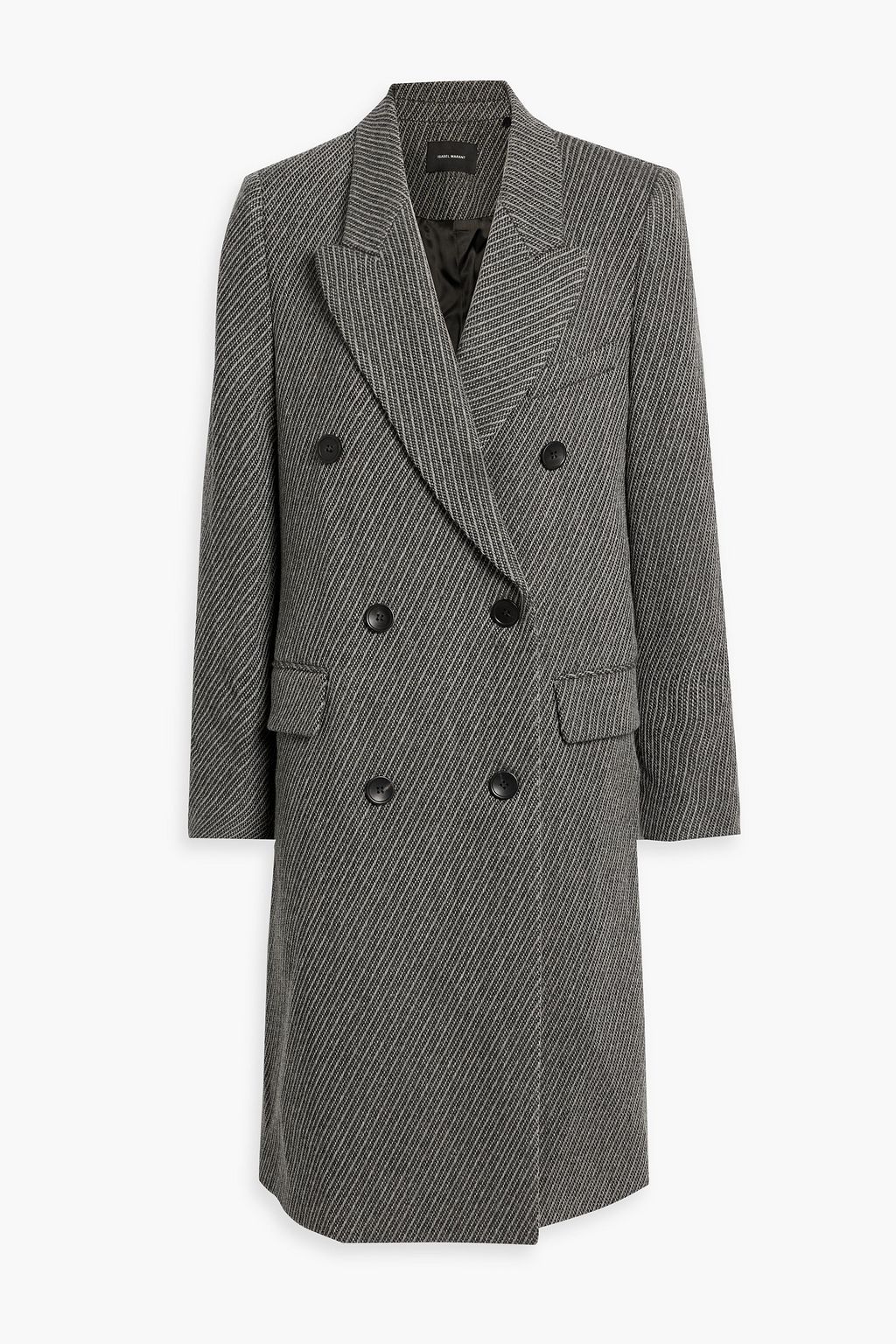 цена Двубортное шерстяное пальто Harry в полоску ISABEL MARANT, серый