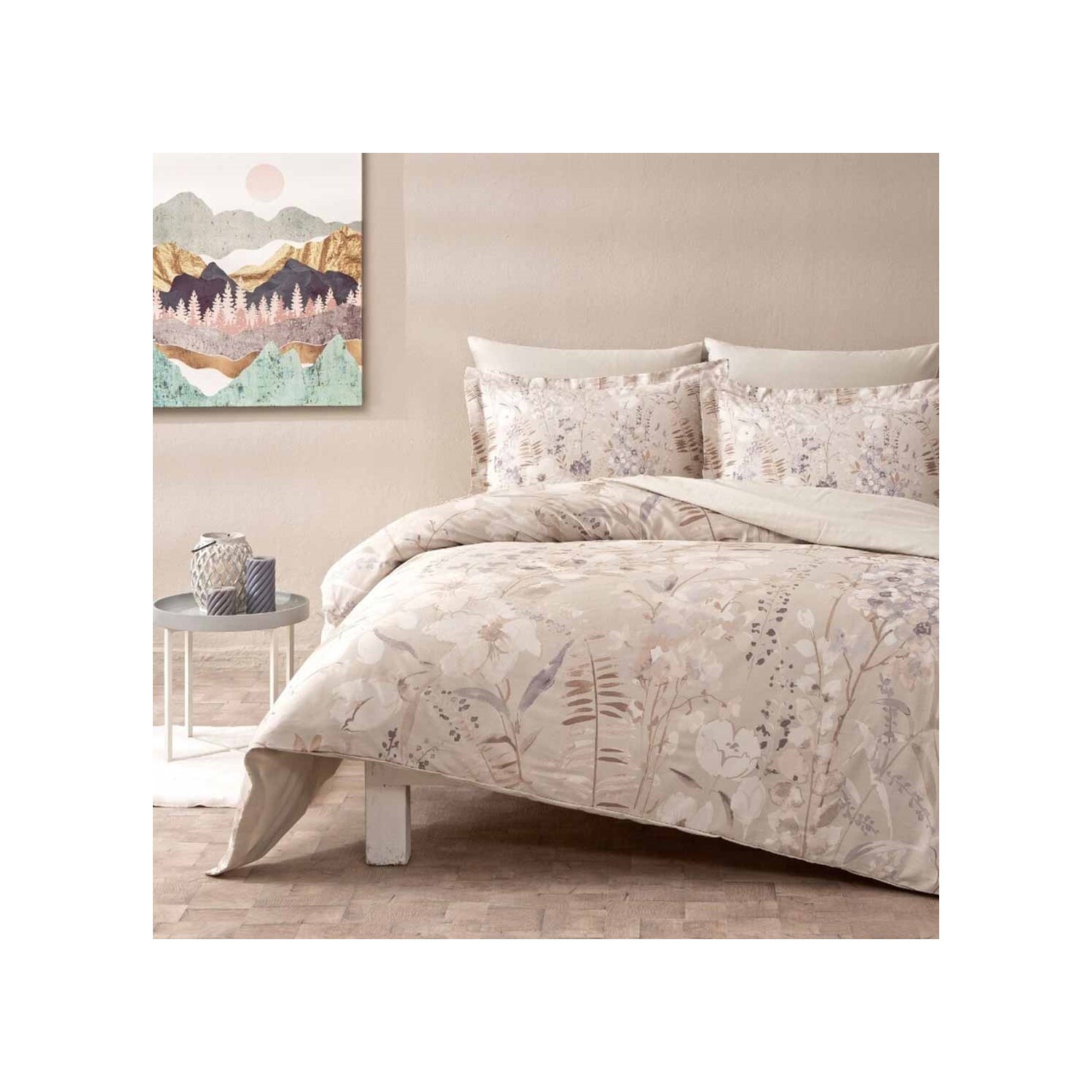 

Комплект постельного белья Tac Nora Satin King Size - бежевый