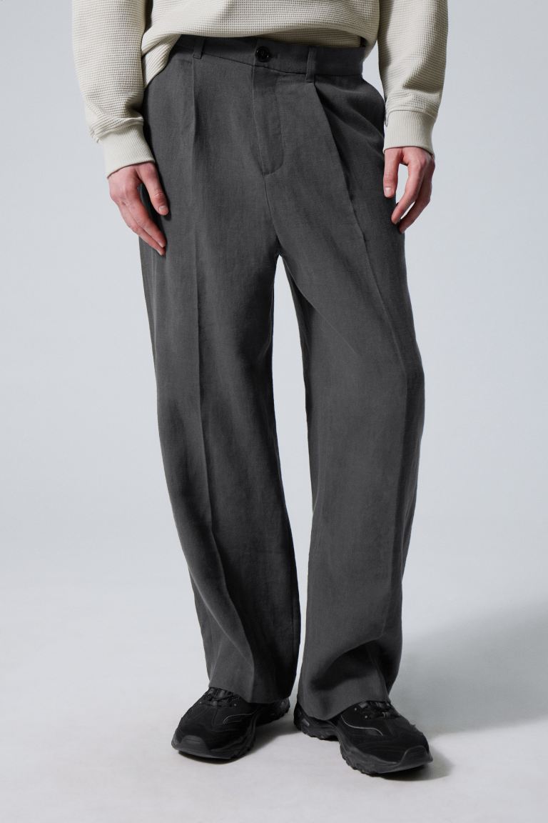 цена Свободные костюмные брюки уно из льна H&M, серый