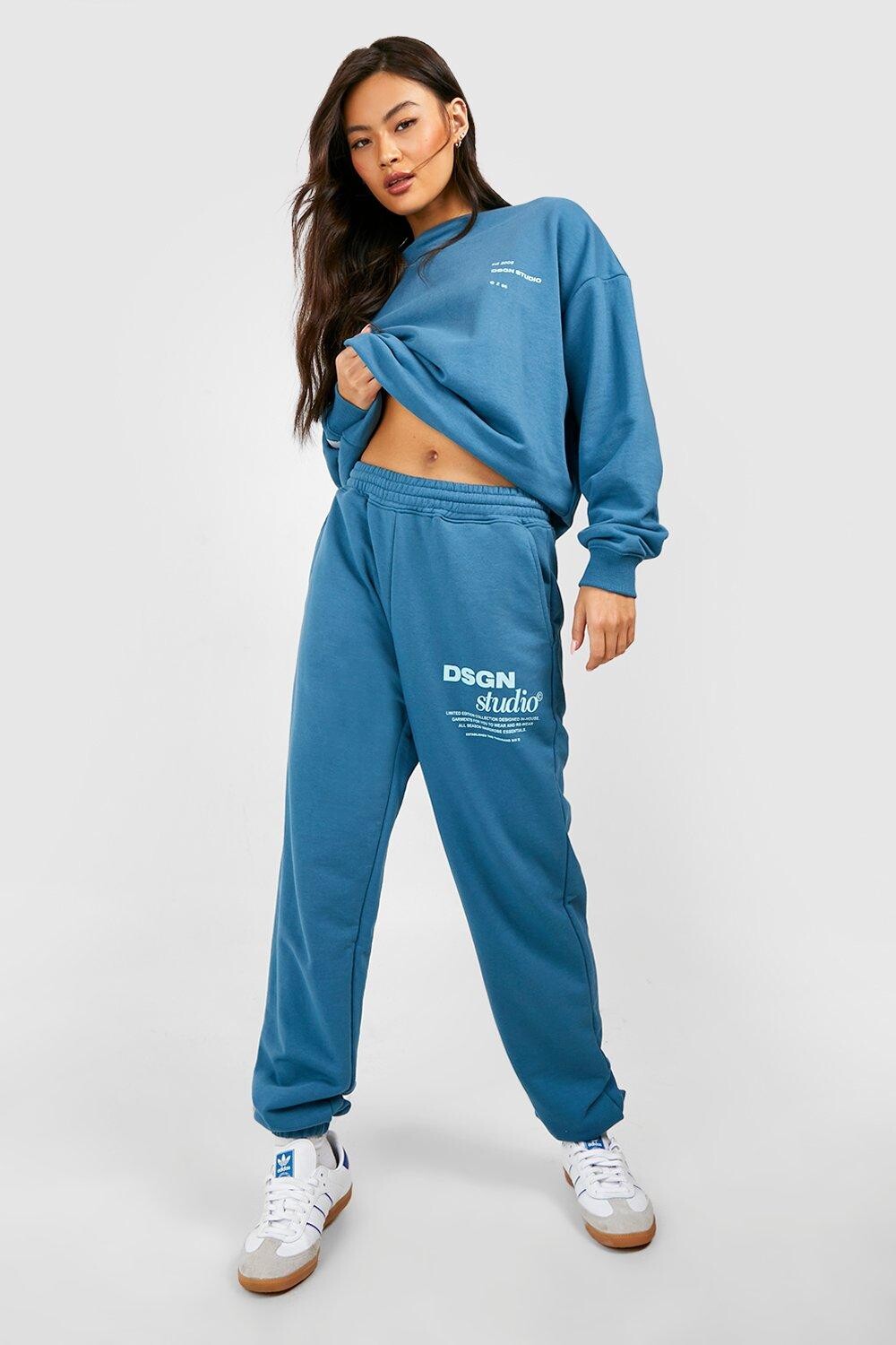 

Тяжелые тяжелые джоггеры с петлевым слоганом и рукавами Boohoo, бирюзовый