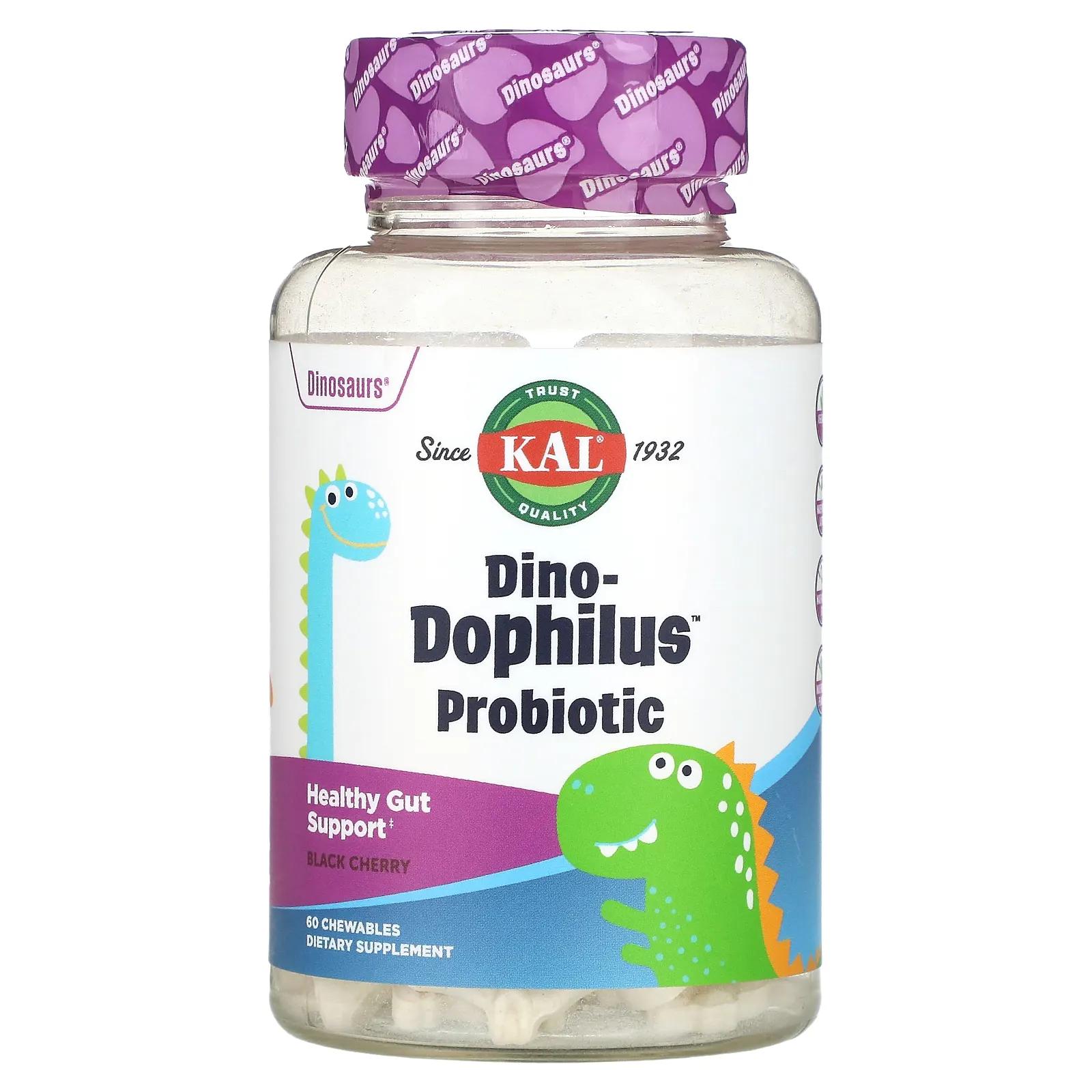 KAL Dino-Dophilus черемуха 60 жевательных таблеток kal multisaurus ягодное ассорти 60 жевательных таблеток