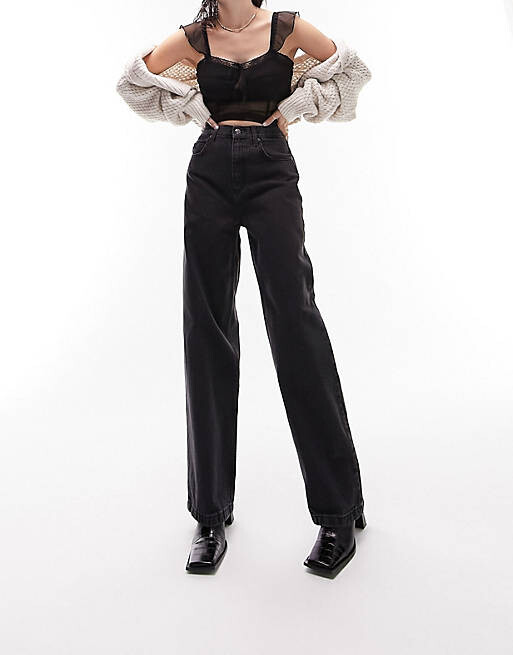 

Черные стираные джинсы Topshop Baggy