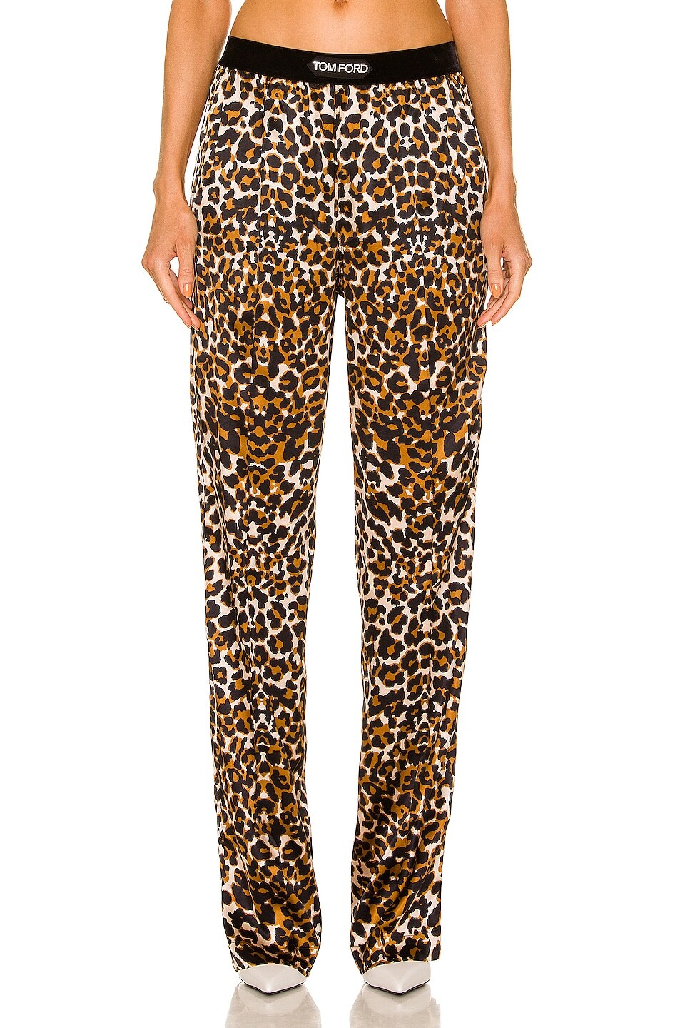 

Брюки Tom Ford Logo Waist Leopard PJ, цвет Black & Beige