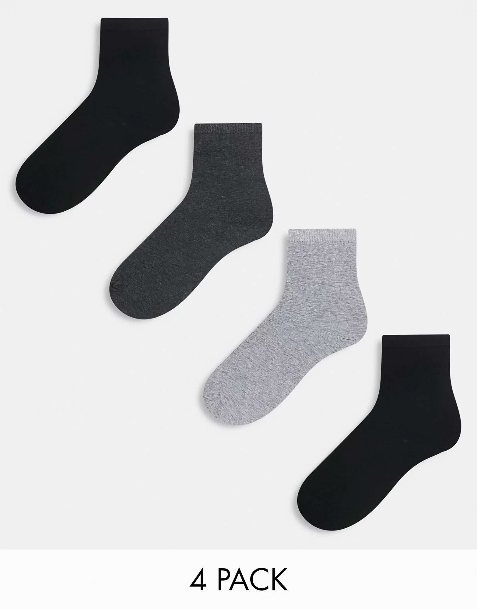 4 пары носков Lindex в серых и черных тонах