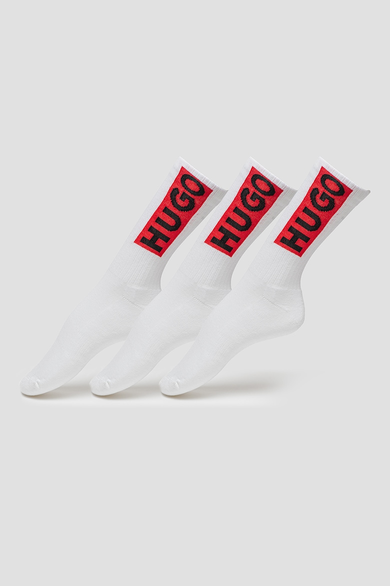Носки длинные с логотипом - 3 пары Hugo, черный